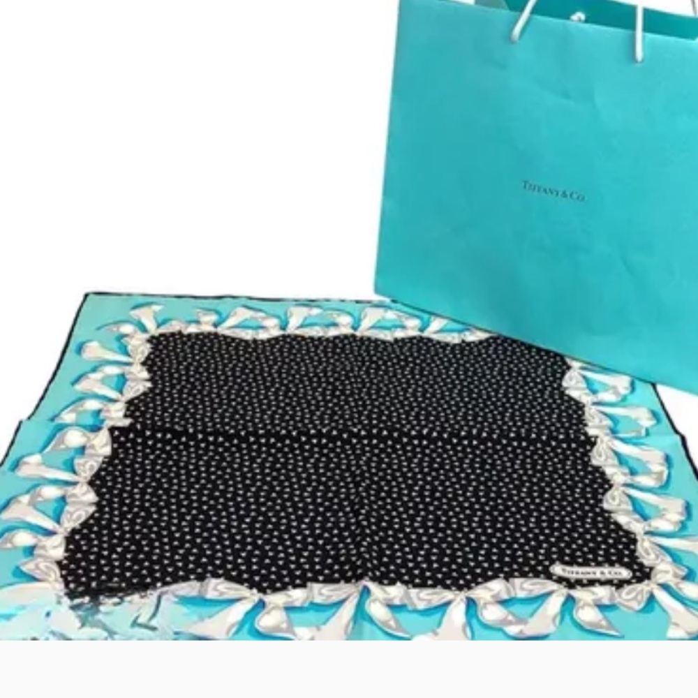 Tiffany & Co. Black and Blue Silk Scarf